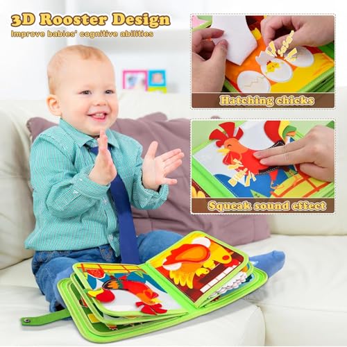 Image of FunBlast Busy Book for Toddlers Binder Board - Montessori Busy Board for Kids, Cartoon Design Learning Activity Toy for Toddlers, Educational & Early Learning Toys for Kids, Toddler (Farm Theme)