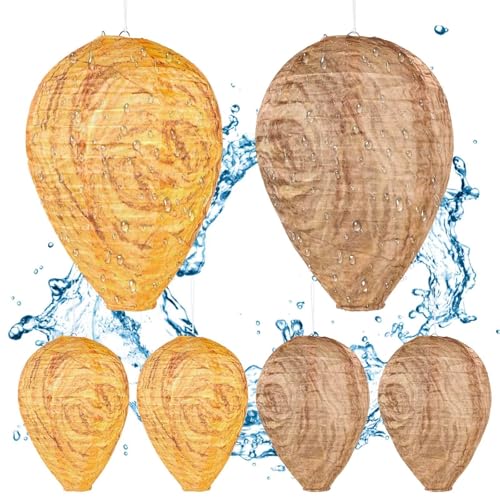 YBB 6 Pack Waterproof Wasp Nest Decoy, Hanging Fake Wasp Nest for Outdoor Garden Home