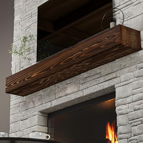 BoscoMondo Fireplace Mantel, Handcrafted Rustic from Solid Pine, Wall-Mounted Floating Farmhouse...