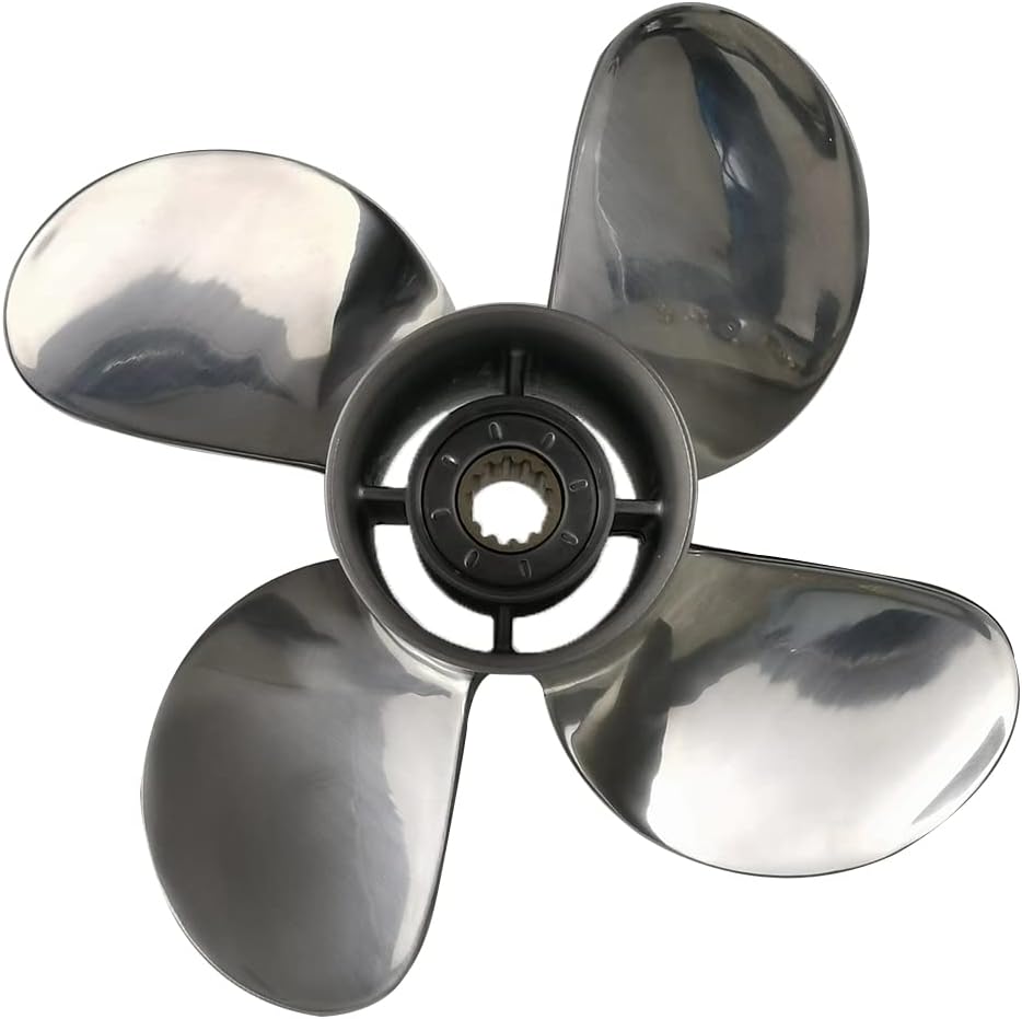 Xspeed Stainless Steel 3 Blades or 4 Blades Outboard Propeller for 3 1/4" Gearcase Tohatsu 35-50hp Engines,13 Spline Tooth,RH