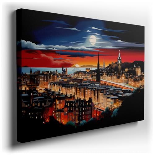 Canvas for Living room. Edinburgh Enchanted: A Moonlit Masterpiece Unveiling