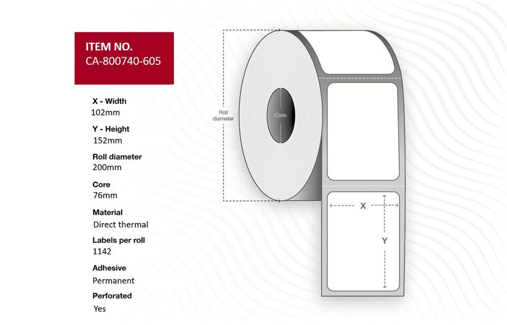 Capture Label Address Rolls 102 x 152 mm, Core 76 mm,
