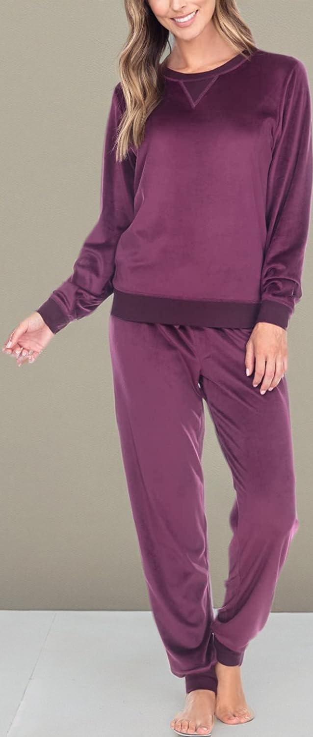 Honeydew Women's 2 Piece Super Soft Fleece Lounge PJ Set, Wildberry, Medium - Image 4