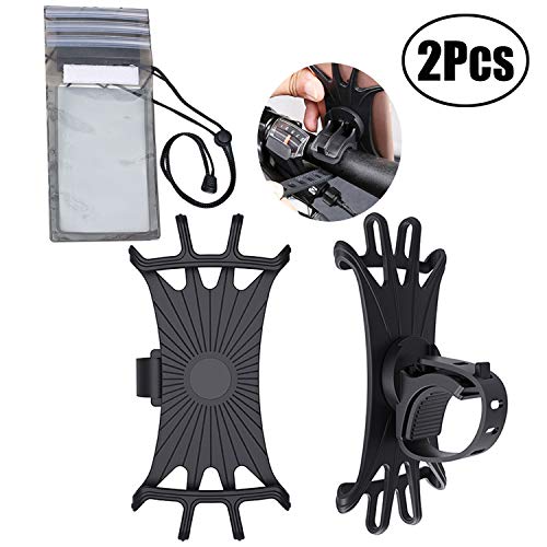 LuLyL 1 * Fahrradtelefonhalter und 1 * Schwarze wasserdichte Tasche, um 360 ° drehbarer Fahrradtelefonhalter, Anti-Shake-Silikon-Fahrradtelefonhalter.
