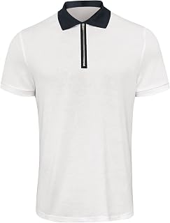 Golf Polos for Men,Men's Casual Solid Color Shirt Short Sleeve Lapel Golf Shirt Workwear Zipper Polo Shirt