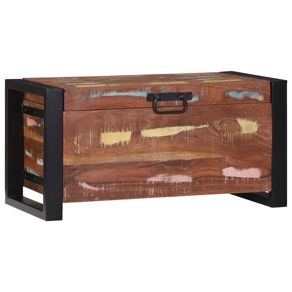 Skrzynia do przechowywania 60 x 30 x 30 cm z litego drewna, rustykalna drewniana skrzynka do salonu i sypialni, miejskie wzornictwo przemysłowe pudełko do przechowywania