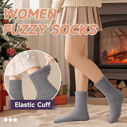 Women Fuzzy Slipper Socks Winter Microfiber Soft Cozy Plush Fluffy Socks Warm Comfy Thermal Home Sleeping Socks4