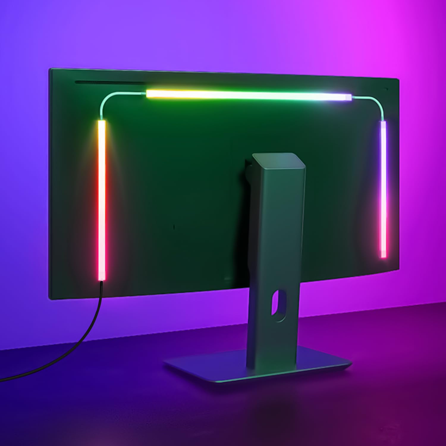 RGB Backlight for 27 Inches Computer Monitor,Yakiter Gaming LED Strip Light Sync with Screen Color & Music for Games Movies etc,Software Control,USB Powered