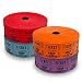 Raffle Tickets - 4 Rolls of 2000 Double Tickets 8, 000 Total 50/Raffle Tickets Dark Assorted Colors Red, Blue, Purple, Orange