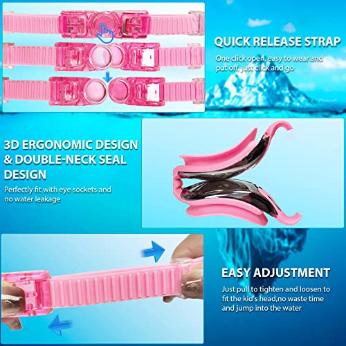 Global-Daily 5-in-1 Swimming Goggles Set, Anti-Fog UV Protection Swim Goggles with Swim Cap, Silicone Earplugs - Image 3