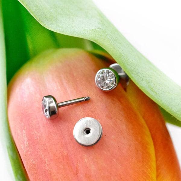 ComfyEarrings CZ Crystal Bezel Stud Earrings, Stainless Steel2