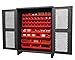 Durham HDCV60-54B-1795 Lockable Ventilated Cabinet with 54 Red Hook-On Bins, Recessed Door Style, 12 Gauge, 60" Wide, Gray
