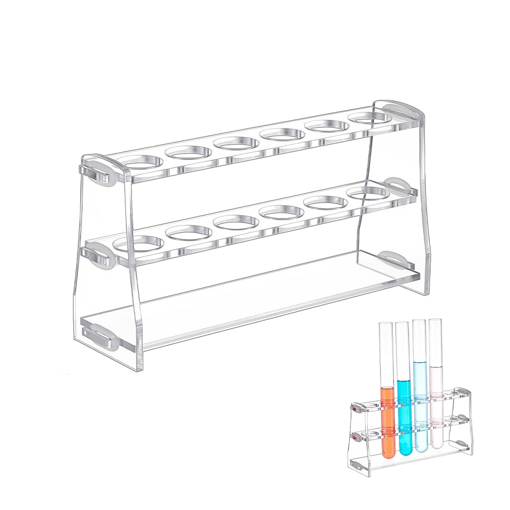 Soporte de tubos de ensayo de acrílico transparente de 6 agujeros rectangular UNICRAFTALE