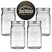 Ball Mason Jars Wide Mouth 32 oz Bundle with Non Slip Jar Opener- Set of 4 Quart Size Mason Jars - Canning Glass Jars with Lids