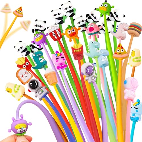 AUNGKWANG 32 Bolígrafos Divertidos para niños, Kawaii Bolígrafo Silicona Animales, Regalos Cumpleaños Niños Colegio y Fiestas Detalles Cumpleaños Niño para Niño y Niña