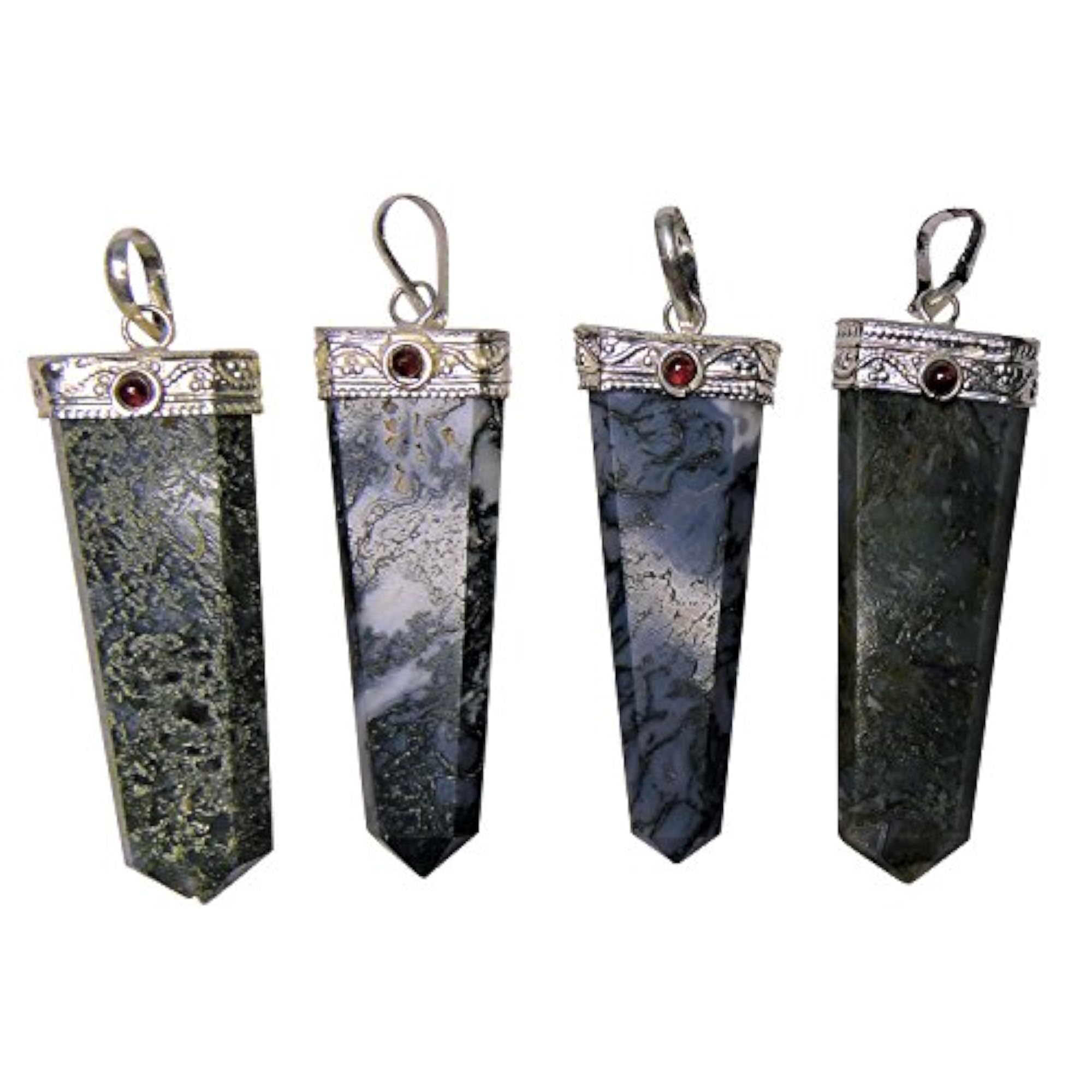 Natural Energized Moss Agate Flat Pendant, Pack of 1