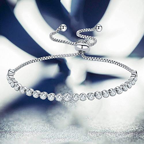 Heart Shape Crystal Chain Bracelet Set for 2, Valentine Combo Bangle Pair