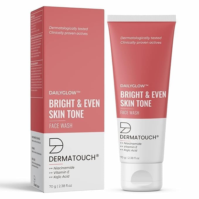 D.e.r.m.a.t.o.u.c.h DailyGlow Bright & Even Skin Tone Face Wash with Niacinamide, Vitamin E, Kojic Acid, Dermatologically Tested, 70g