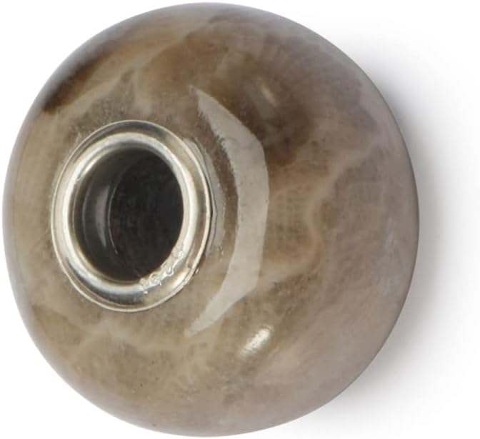 Handcrafted Petoskey Stone Bead with Sterling Silver (Large)