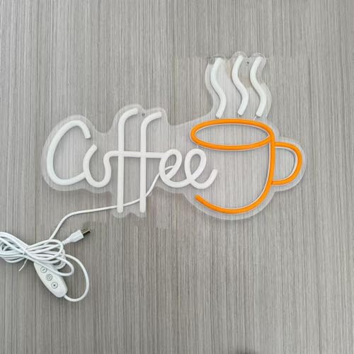 Image of Coffee Bar Sign Wall Decor,LED Coffee Neon Light up Signs for Coffee Station Decor,Coffee Decorations for Coffee Bar Kitchen Decor Accessories,with Dimmable Switch and Hanging Chain,5V USB Powered