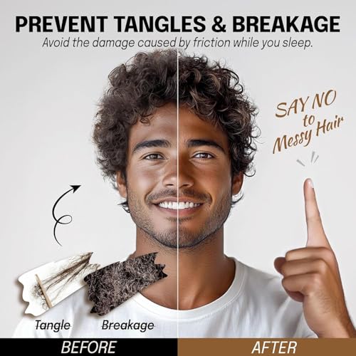 بونيه نوم ساتان للرجال، مقاس صغير للشعر القصير، قابل للعكس وقابل للتعديل لمنع التجعد، اسود