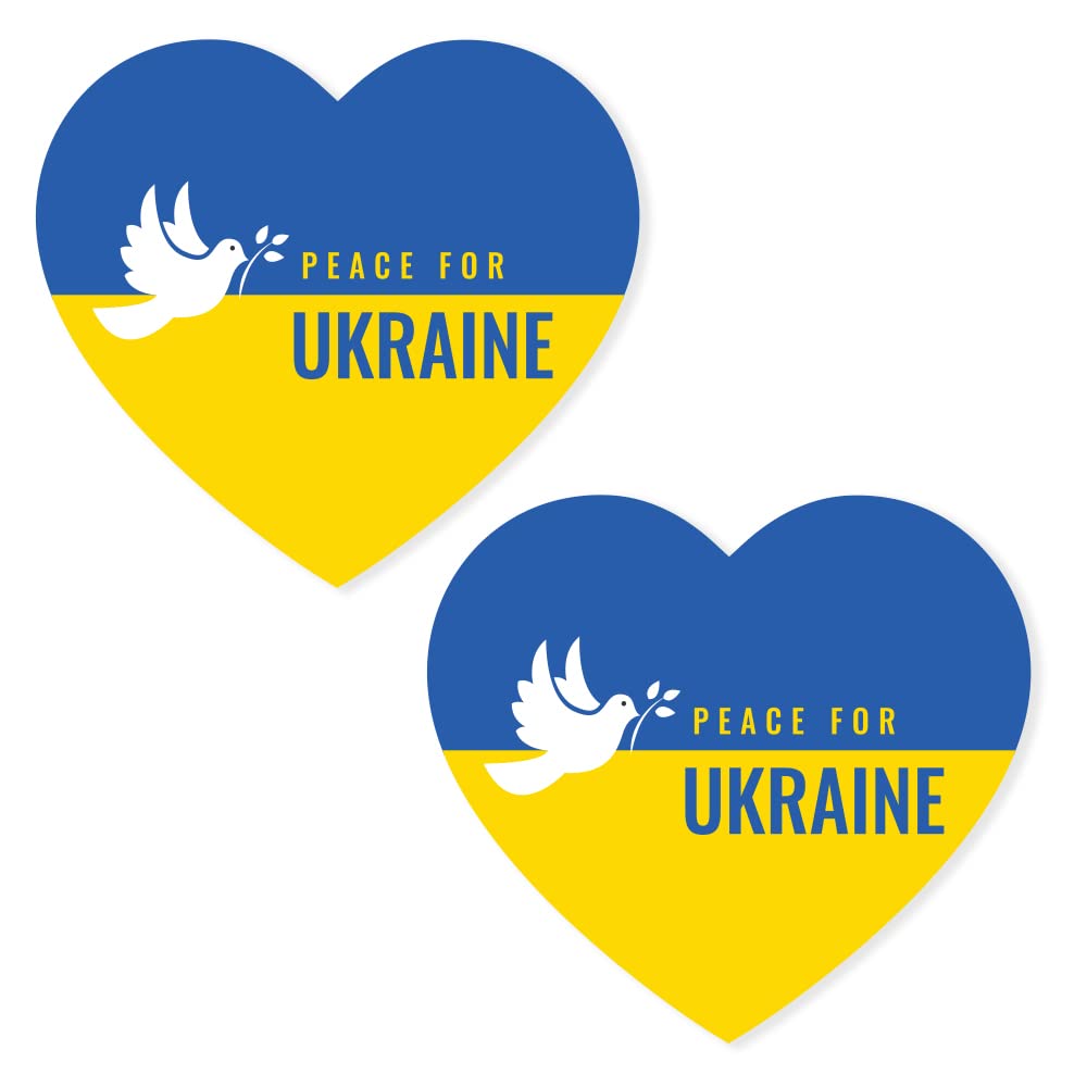 Packwith Peace Ukr Ukraine Flag Sticker Pack Of 2 (95 X 86Mm) Waterproof Ukr Flag Sticker For Helmet, Bumpers, Fridge Etc Packwith® #S2029