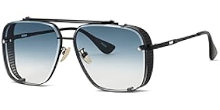 Fashion Oversized Square Aviator Gradient Sunglasses For Men Vintage Metal Side Shield Steampunk Sun Glasses 64mm