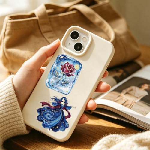 Image of 50 Pieces Natura Themed Transparent Stickers for Scrapbooking, Self-Adhesive Scrapbooking Stickers Supplies Journal Stuffers for Adult Card Making Letters DIY (Blue)