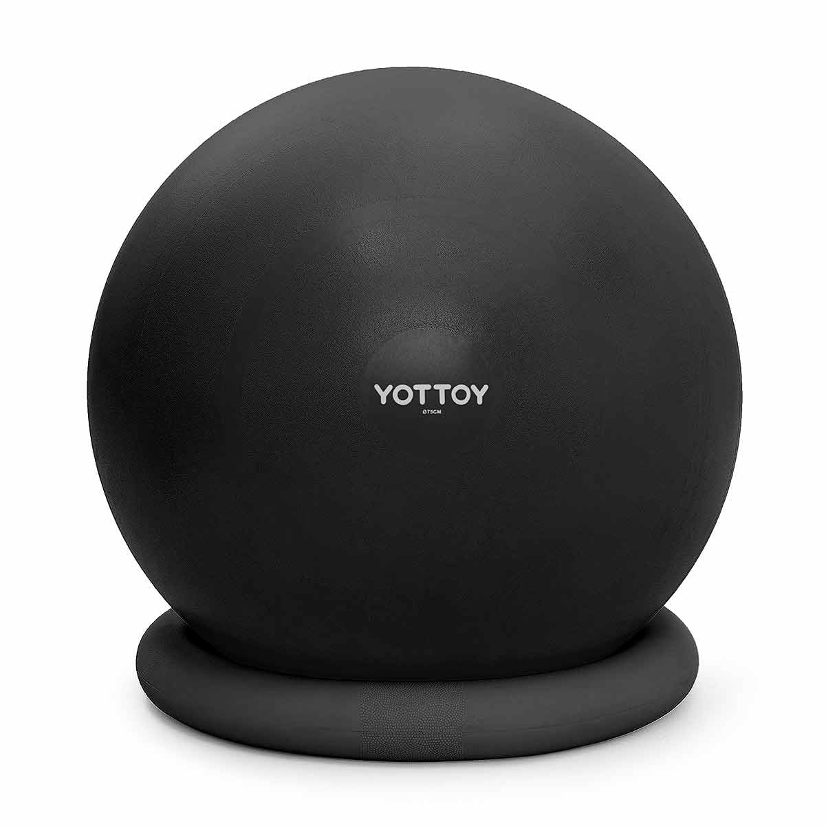 YOTTOY Exercise Ball Chair with Base,Yoga Ball Chair for Home Office Desk, Stability Ball & Fitness Ball Seat with Pump (Black, 23-26ines(58-65cm))