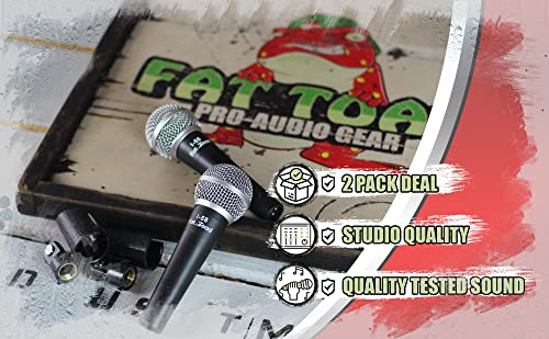 Fat Toad Dynamic Vocal Microphones With Clips (2 Pack) Cardioid Handheld, Unidirectional Mic | Singing Wired Microphone For Music Instrument, Stage Performances & Home Studio Recording Or Dj Karaoke #TOP5