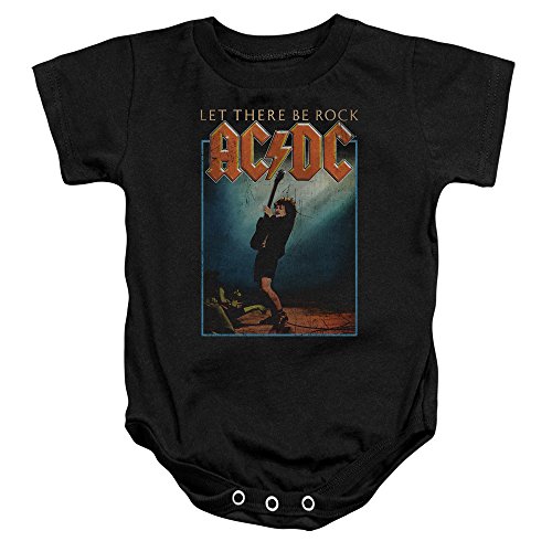 Popfunk Classic AC/DC Let There Be Rock, Black Baby/Toddler Unisex Boy Girl Onesie Short Sleeve Snapsuit (6 Months), Black