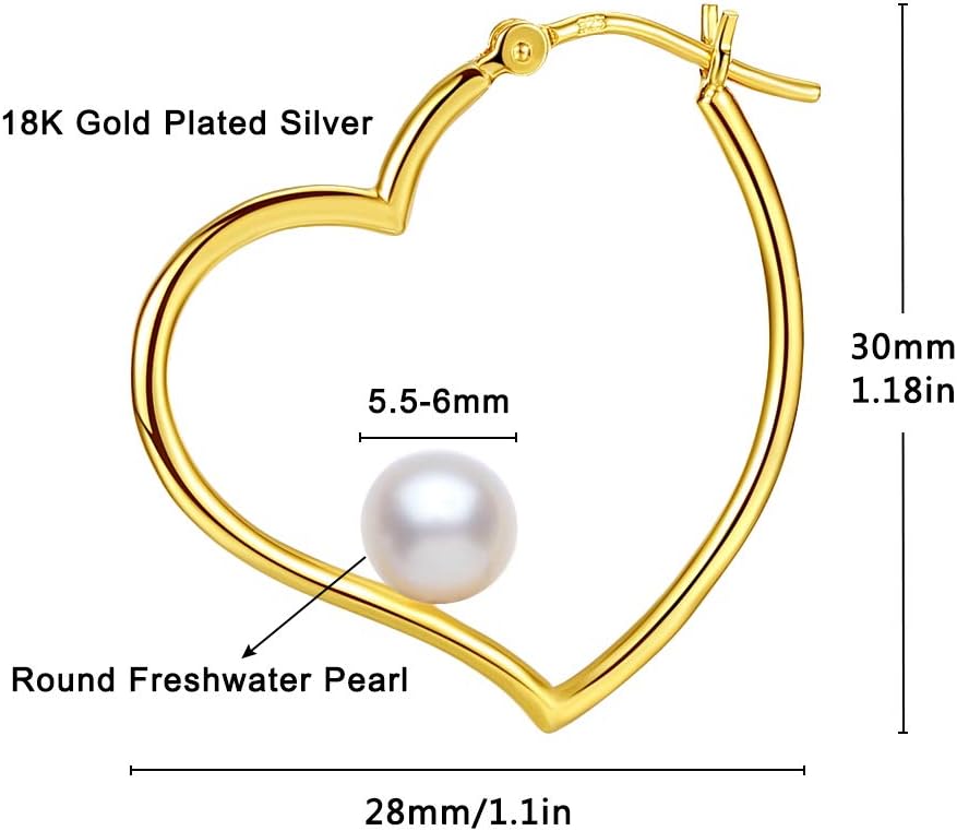 14K Gold Heart Hoop Earrings for Women -30mm - Image 5