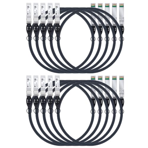 Image of H!Fiber 10 Pack SFP+ Cable, 10G SFP+ DAC, 2M(6.6ft), Passive Direct Attach Copper Twinax Cable for SFP-H10GB-CU2M, Ubiquiti UniFi UC-DAC-SFP+, TP-Link, Meraki, Mikrotik, Intel, Fortinet, Netgear