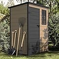 DWVO 5x3ft Resin Outdoor Storage Shed with Floor, Waterproof Lockable Storage Shed with Window, Plastic Outside Tool Storage for Garden, Backyard, Patio, Lawn,Brown