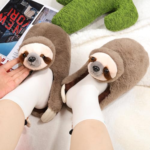 Funny Animal Sloth Slippers for Women,Bedroom Slippers, House Shoes,Cute Fluffy Slippers for Indoor and Outdoor ,Soft Cozy,Non-Slip-Sole,Christmas Gifts for Women/Men/Mom/Girls (Sloths)2