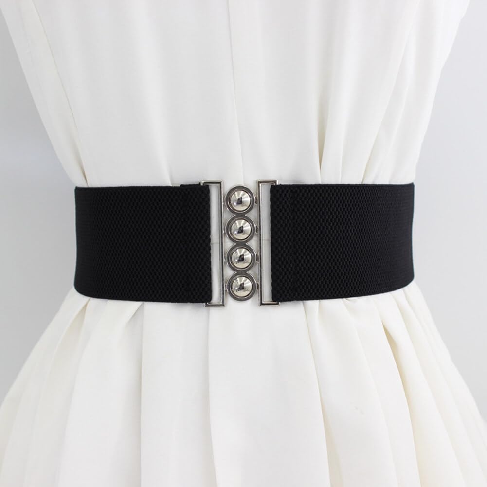 Ceinture Élastique Femme Large - Ceinture Stretch Pour Robe, Chemise Et Tenue, Boucle Élégante