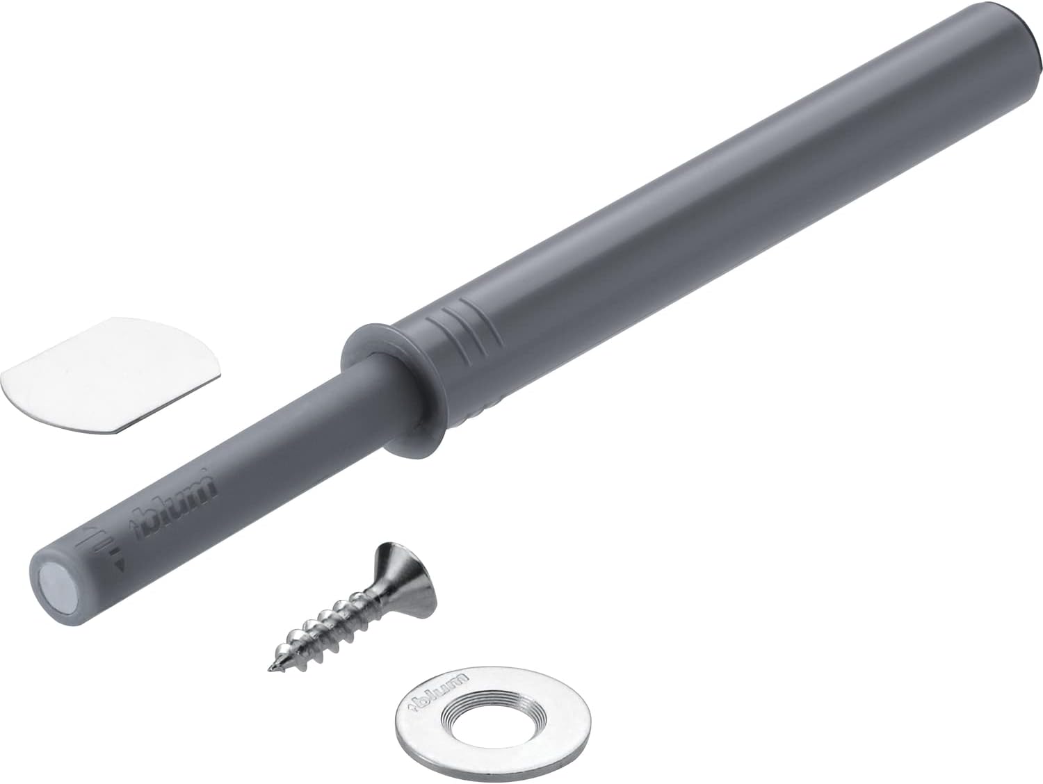 Blum 6484096 Tip On Fitting Long for Drilling Doors with Magnet Plastic Platinum Grey, Gray, Langversion
