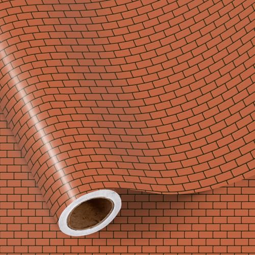 RUSPEPA Brick Wrapping Paper Roll Mini Roll Classic Red Brick Design Gift Wrap Retro Brick Block Pattern Wrap for Kids Boys Birthday Gamer Party & Creative Gifting 17 Inches x 16.4 Feet