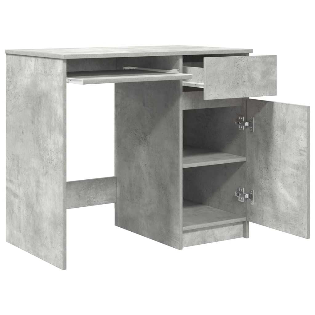 Scrivania 86 x 49 x 76 cm Truciolare Grigio Cemento con Cassetto e Armadio