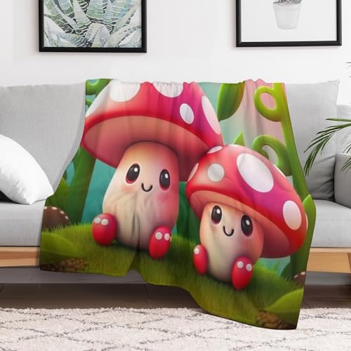 Couverture flannel champignon 130x150 cm jeté de canapé doux