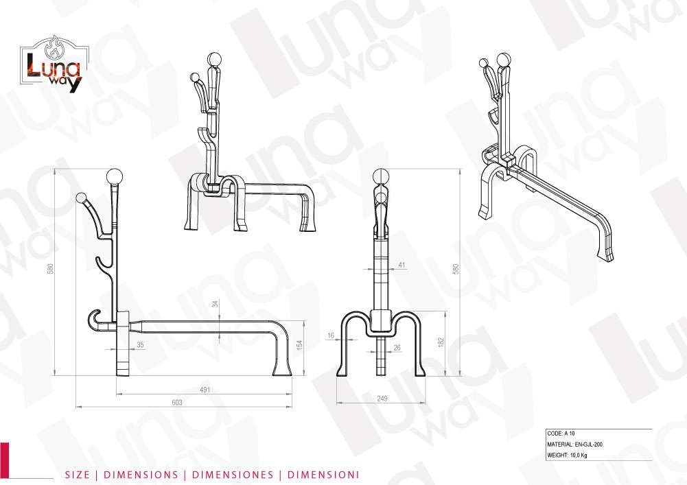 Par de alarmas de hierro fundido para chimenea cm 60,3X58H DS