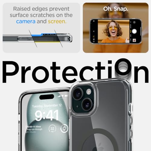 Image of Spigen Ultra Hybrid MagFit Back Cover Case for iPhone 15 /14 /13, MagSafe Compatible, Air Cushion Technology - PC+TPU | Graphite