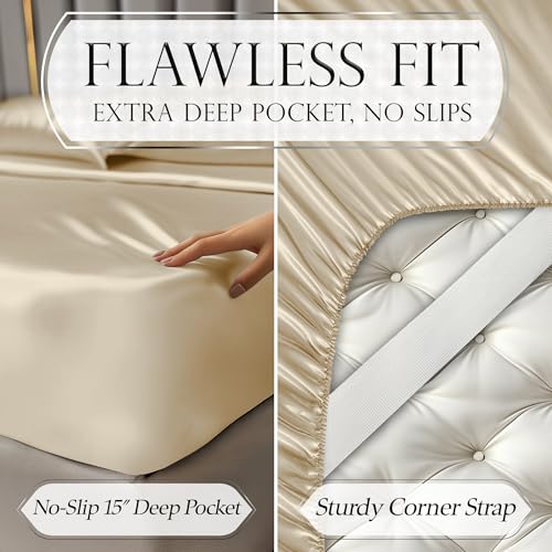 Image of DECOLURE Satin Sheets Full Size | Softer Than Silk | Luxury 4 Pc Bed Set