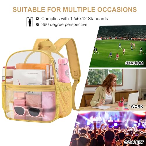 Image of Oraben Clear Backpack for Stadium Events, Stadium Approved 12 x 6 x 11, Small Clear Backpack for Concerts School Works, Fast Security Check, Waterproof PVC, Adjustable Straps, Women Men