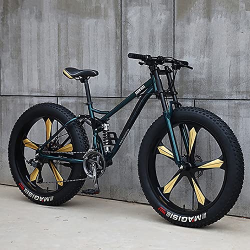 VTT 26 pouces, vélo de montagne Fat Tire pour adultes, vélo 27 vitesses, cadre en acier au carbone avec suspension intégrale et frein à double disque, roue...