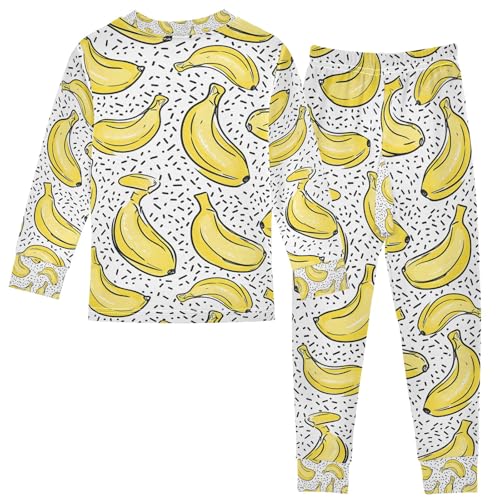 senya Simple Line Yellow Banana Pajamas Set Long Sleeve Soft Cotton Sleepwear 2 Piece2