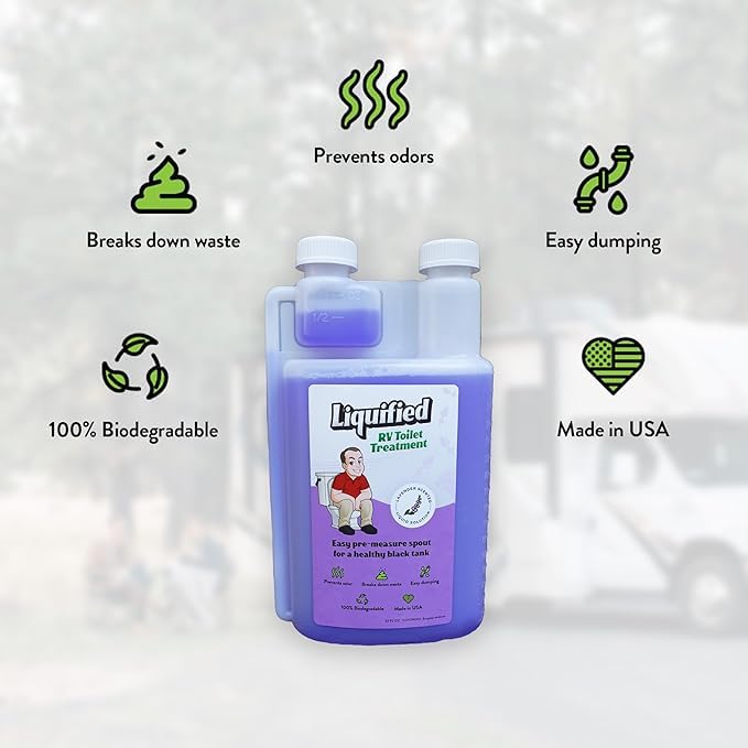 Image of Liquified RV Toilet Treatment Bundle- Black Holding Tank Digester - Odor Eliminator - Lavender Scent - Matts RV Reviews (Lavender, 32oz, 3 Pack)