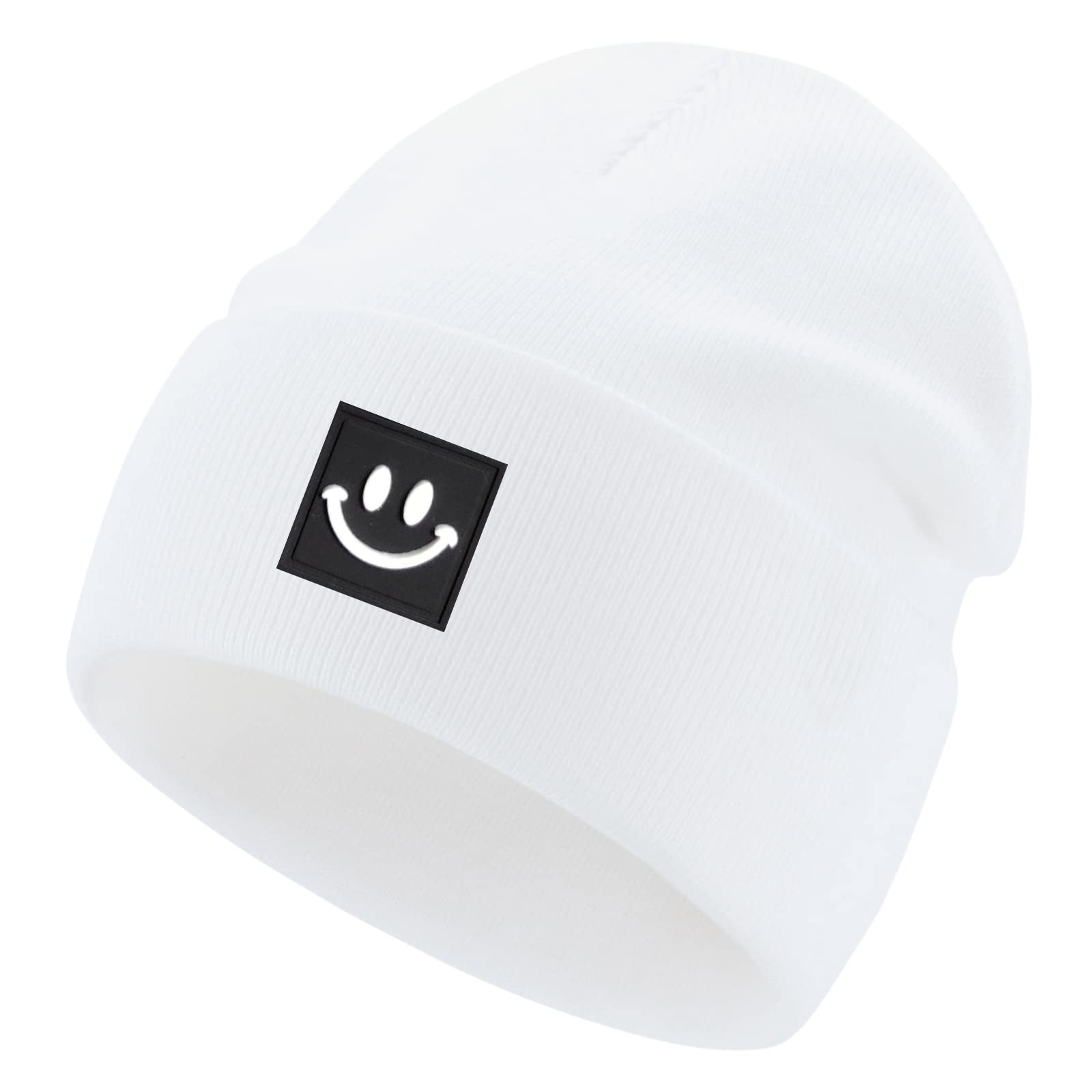 lycycseBeanie Hats for Women Men Knit Warm Winter Hat with Smile Face Unisex Soft Cuffed Acrylic Beanies Ski Hat Skull Cap