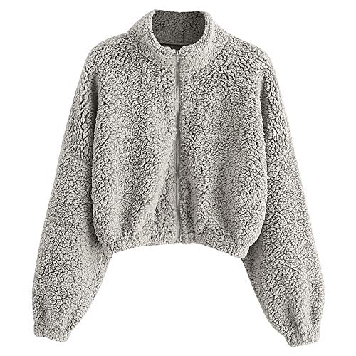 ZAFUL Womens Sherpa Jacket Fleece Shearling Zip Up Fuzzy Fluffy Teddy Bear Coat