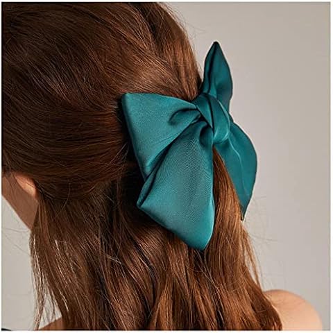 Andelaisi Vintage Bow Hair Clips Satin Bow Hair Barrettes Silk Hair Clip Barrette Retro Bowknot Hair Accessory Satin Ribbion Bowknot Clip Headpiece for Women and Girls Headdress (Green) Cover